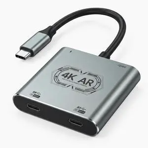4-in-1 Dual USB C Port Hub Adapter with Dual Display Output Support 2 Players 4K@60Hz Video Output, PD 100W Fast Charging, USB 3.0 5Gbps for S/witch2, AR Glasses, Laptops, Type C Portable Monitors 4-in-1 Dual USB C Port Hub Adapter with Dual Display Output Support 2 Players 4K@60Hz Video Output, PD 100W Fast Charging, USB 3.0 5Gbps for S/witch2, AR Glasses, Laptops, Type C Portable Monitors