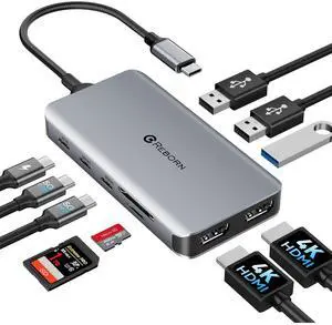 10-in-1 USB C Docking Station Dual HDMI 4K, MST Dual Monitor USBC Hub with 100W PD, 3X USB-A 3.0, 2X USB-C 5Gbps, SD/TF Card Reader Multiport Adapter for Laptop, Dell, HP, ThinkPad, MacBook 10-in-1 USB C Docking Station Dual HDMI 4K, MST Dual Monitor USBC Hub with 100W PD, 3X USB-A 3.0, 2X USB-C 5Gbps, SD/TF Card Reader Multiport Adapter for Laptop, Dell, HP, ThinkPad, MacBook