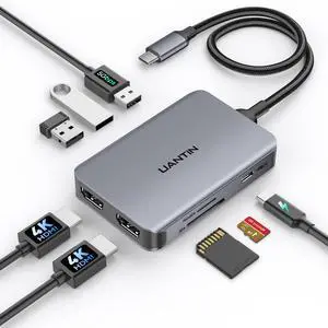 Laptop Docking Station Dual Monitor (0.98FT), 8-in-1 Dual HDMI Hub Laptop Docking Station Dual Monitor (0.98FT), 8-in-1 Dual HDMI Hub