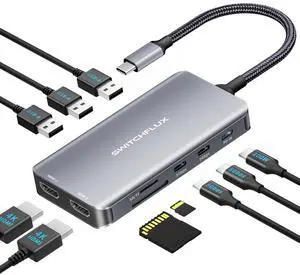 USB C Docking Station Dual Monitor, 10 in 1 USB C Hub with Dual HDMI, 100W PD, USB-A/C Data Ports, SD/TF Card Reader, Laptop Docking Station Compatible for Dell XPS HP Lenovo USB C Docking Station Dual Monitor, 10 in 1 USB C Hub with Dual HDMI, 100W PD, USB-A/C Data Ports, SD/TF Card Reader, Laptop Docking Station Compatible for Dell XPS HP Lenovo