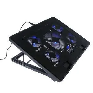 Black Laptop Cooling Pad, Laptop Cooler with 5 Blue Quiet Fans for 12"-17" Notebook Computer PC Gaming Laptop Fan, Height Adjustable Laptop Cooling Stand Laptop Accessories, 1-Pack Black Laptop Cooling Pad, Laptop Cooler with 5 Blue Quiet Fans for 12"-17" Notebook Computer PC Gaming Laptop Fan, Height Adjustable Laptop Cooling Stand Laptop Accessories, 1-Pack