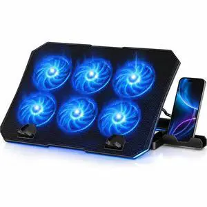 Laptop Cooling Pad, 6 Fans, 4-Level Stand, Dual USB for 12-17 Inch Laptops Laptop Cooling Pad, 6 Fans, 4-Level Stand, Dual USB for 12-17 Inch Laptops