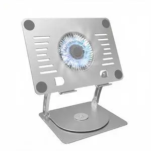Gaming Laptop Cooling Pad with 360° Rotation Base, Ergonimic Aluminum Laptop Cooling Stand with 3 Speed Fan, Adjustable Height Laptop Cooling Pad for 10-17.3'' Notebook - Silver Gaming Laptop Cooling Pad with 360° Rotation Base, Ergonimic Aluminum Laptop Cooling Stand with 3 Speed Fan, Adjustable Height Laptop Cooling Pad for 10-17.3'' Notebook - Silver