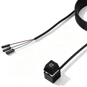 PC Power Button External Desktop on Off Switch LED with 1.8m Cable PC Power Supply Button Splitter for ATX Motherboard Splitter Installation Black PC Power Button External Desktop on Off Switch LED with 1.8m Cable PC Power Supply Button Splitter for ATX Motherboard Splitter Installation Black