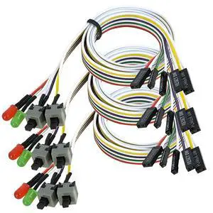 3 Pack Desktop Computer PC Case Power Supply On Off Reset Push Button Switch ATX Front Bezel Universal Replacement Wire Cable with HDD SW LED Power Light Indicator 3 Pack Desktop Computer PC Case Power Supply On Off Reset Push Button Switch ATX Front Bezel Universal Replacement Wire Cable with HDD SW LED Power Light Indicator