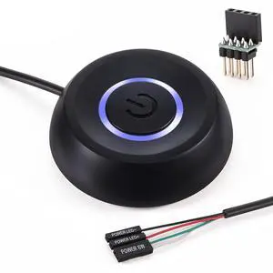 PC Power Button, PC Power Switch Desktop Computer External ON/Off LED Indicator Powers Supply Button SW Extension with Adhesive Mount for Computer Motherboard (Black) PC Power Button, PC Power Switch Desktop Computer External ON/Off LED Indicator Powers Supply Button SW Extension with Adhesive Mount for Computer Motherboard (Black)