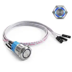 16mm Chassis Switch Metal Button PC Power Button Computer Host Switch Cable LED Power Buttons for ATX Supply On/Off, 60cm 16mm Chassis Switch Metal Button PC Power Button Computer Host Switch Cable LED Power Buttons for ATX Supply On/Off, 60cm