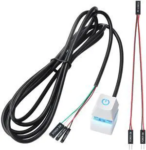 PC Power Button Desktop PC Computer External Power ON Off LED Push Computer Host Button Supply Supplies with 1.8m Cables for Computer Motherboard White Keyboard Model PC Power Button Desktop PC Computer External Power ON Off LED Push Computer Host Button Supply Supplies with 1.8m Cables for Computer Motherboard White Keyboard Model