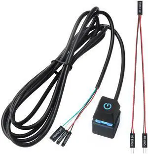 PC Power Button Desktop PC Computer External Power ON Off LED Push Computer Host Button Supply Supplies with 1.8m Cables for Computer Motherboard Black Keyboard Model PC Power Button Desktop PC Computer External Power ON Off LED Push Computer Host Button Supply Supplies with 1.8m Cables for Computer Motherboard Black Keyboard Model