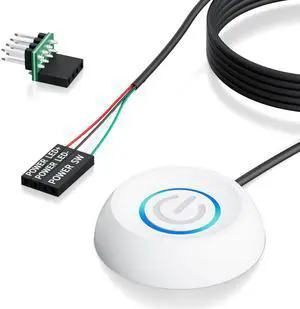 PC Power Button with 118" Cable - Desktop Computer External ON/Off Switch LED Indicator, PC Power Supply Button SW Extension with Adhesive Mount, Splitter for Computer Motherboard (WHITE, 118") PC Power Button with 118" Cable - Desktop Computer External ON/Off Switch LED Indicator, PC Power Supply Button SW Extension with Adhesive Mount, Splitter for Computer Motherboard (WHITE, 118")