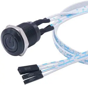 12mm Momentary Push Button Switch Metal Chassis Switch Waterproof 6V Blue Ring LED Power Symbol Light ON/Off Switch with Wire for 12mm 1/2" Mounting Hole M-12-POWER-BK-BU-X 12mm Momentary Push Button Switch Metal Chassis Switch Waterproof 6V Blue Ring LED Power Symbol Light ON/Off Switch with Wire for 12mm 1/2" Mounting Hole M-12-POWER-BK-BU-X