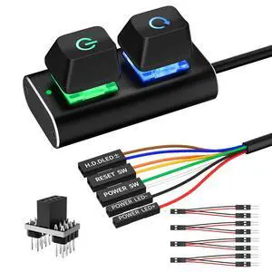PC Power Button, External Desktop Computer Power Switch Splitter ON Off Reset SW HDD LED PC External Power Supply Button for Motherboard (Aluminum) PC Power Button, External Desktop Computer Power Switch Splitter ON Off Reset SW HDD LED PC External Power Supply Button for Motherboard (Aluminum)
