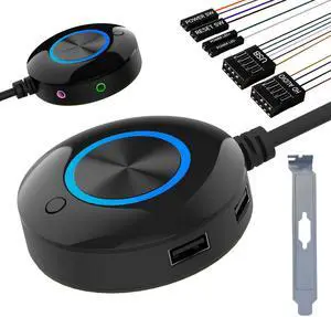 TUMASTER PC Power Button Desktop PC Computer Case Power Switch On Off Key (2USB+Audio+Restart Key) Computer Host Button D-02-Black TUMASTER PC Power Button Desktop PC Computer Case Power Switch On Off Key (2USB+Audio+Restart Key) Computer Host Button D-02-Black