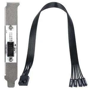 PC Power Switch Extension Cable with PCIe Bracket (11.8 inch), 9-Pin Front Panel Header Adapter Compatible with Medium & Full Tower Cases PC Power Switch Extension Cable with PCIe Bracket (11.8 inch), 9-Pin Front Panel Header Adapter Compatible with Medium & Full Tower Cases