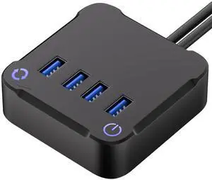 Computer PC Power Button, Desktop Power Button PC External Power Button with 4 Port USB 3.0 Hub Computer PC Power Button, Desktop Power Button PC External Power Button with 4 Port USB 3.0 Hub