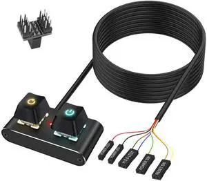 PC Power Button Desktop Computer External Power Switch with RGB Light ON/Off and Reset Switch Power Button Extension Cable for Computer Motherboard - 2M/6.56FT PC Power Button Desktop Computer External Power Switch with RGB Light ON/Off and Reset Switch Power Button Extension Cable for Computer Motherboard - 2M/6.56FT