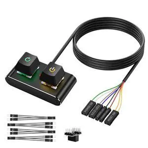 Case Accessories External PC/ATX Switch with RGB LED & HDD Activity Light - 2M/6.5FT Desktop Power Button for Motherboard (Power/Reset), DIY PC Construction (Metal Housing) Case Accessories External PC/ATX Switch with RGB LED & HDD Activity Light - 2M/6.5FT Desktop Power Button for Motherboard (Power/Reset), DIY PC Construction (Metal Housing)