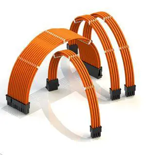 AVA 30cm PSU Cable Extension Sleeved Custom Mod GPU PC Braided w/Comb Kit | 1 x 24 P (20+4) | 1 x 8 P (4+4) CPU | 2 x 8 P (6+2) GPU Set | 300mm - Orange AVA 30cm PSU Cable Extension Sleeved Custom Mod GPU PC Braided w/Comb Kit | 1 x 24 P (20+4) | 1 x 8 P (4+4) CPU | 2 x 8 P (6+2) GPU Set | 300mm - Orange
