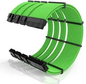 16AWG PSU Cable Extension Kit with Cable Combs,1x24pin ATX/1x8pin(4+4) EPS/2x8pin(6+2) PCIE Extension Cable,Cable Extension PC Sleeved Cables 30cm Length,Power Supply Extension Cable Kit(Green) 16AWG PSU Cable Extension Kit with Cable Combs,1x24pin ATX/1x8pin(4+4) EPS/2x8pin(6+2) PCIE Extension Cable,Cable Extension PC Sleeved Cables 30cm Length,Power Supply Extension Cable Kit(Green)