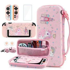 Pink Carrying Case for Nintendo Switch 2, Cute Girly Accessories Kit with Portable Travel Storage Bag, Hard Shell Protective Cover Skin, Screen Protector, Shoulder Strap & 2 Thumb Grips Pink Carrying Case for Nintendo Switch 2, Cute Girly Accessories Kit with Portable Travel Storage Bag, Hard Shell Protective Cover Skin, Screen Protector, Shoulder Strap & 2 Thumb Grips
