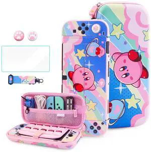 Cute Anime Switch OLED Carrying Case Set, with Portable Travel Storage Bag of Pink Lining, Hardshell Protective Cover Skin, HD Screen Protector, Shoulder Strap & 2 Kawaii Thumb Caps Cute Anime Switch OLED Carrying Case Set, with Portable Travel Storage Bag of Pink Lining, Hardshell Protective Cover Skin, HD Screen Protector, Shoulder Strap & 2 Kawaii Thumb Caps