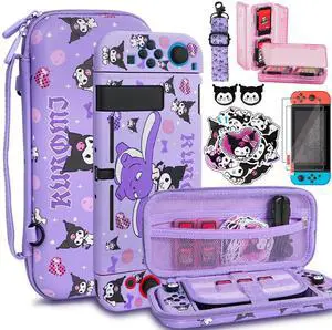 Carrying Case for Switch 1, Cute Portable Bag Accessories with Soft Protective Case, Screen Protectors and Thumb Grip caps, Game Card Case 7in1, Purple K Carrying Case for Switch 1, Cute Portable Bag Accessories with Soft Protective Case, Screen Protectors and Thumb Grip caps, Game Card Case 7in1, Purple K