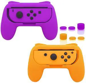 Grips Compatible with Nintendo Switch for Joy Con & OLED Model for Joycon, Wear-Resistant Handle Kit Compatible with Joy Cons Controllers, 2 Pack(Orange and Purple) Grips Compatible with Nintendo Switch for Joy Con & OLED Model for Joycon, Wear-Resistant Handle Kit Compatible with Joy Cons Controllers, 2 Pack(Orange and Purple)