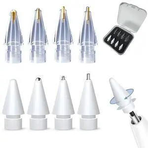 Replacement Tips for Apple Pencil 1st & 2nd Generation, USB-C & Pro Pencil,wear-Resistant High Sensitivity Precision iPad Stylus Tips White (4 White+4 Transparent) Replacement Tips for Apple Pencil 1st & 2nd Generation, USB-C & Pro Pencil,wear-Resistant High Sensitivity Precision iPad Stylus Tips White (4 White+4 Transparent)