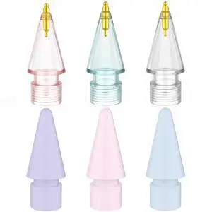 6 Pack Fine Point Replacement Tips Compatible with Apple Pencil 2nd Generation, Apple Pencil 1st Generation & Apple Pencil USB-C Colorful Nibs (Original/Clear/Clear Pink/Clear Blue) 6 Pack Fine Point Replacement Tips Compatible with Apple Pencil 2nd Generation, Apple Pencil 1st Generation & Apple Pencil USB-C Colorful Nibs (Original/Clear/Clear Pink/Clear Blue)