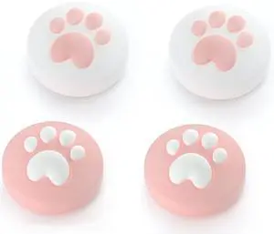 Cute Silicone Joycon Thumb Grip Caps for Nintendo Switch/OLED/Lite Console, Cute Cat Paw Shape Kawaii Silicone Joystick Cover Replacement Thumb Grip Covers for Joycon Switch Controller - Pink, 4PCS Cute Silicone Joycon Thumb Grip Caps for Nintendo Switch/OLED/Lite Console, Cute Cat Paw Shape Kawaii Silicone Joystick Cover Replacement Thumb Grip Covers for Joycon Switch Controller - Pink, 4PCS