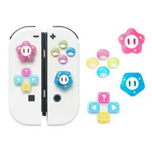 ABXY Buttons Sticker Joystick Cover Caps, Cross D-Pad Button Caps Silicone Thumb Grips Set Compatible with Nintendo Switch/OLED Controller (Jelly Flower) ABXY Buttons Sticker Joystick Cover Caps, Cross D-Pad Button Caps Silicone Thumb Grips Set Compatible with Nintendo Switch/OLED Controller (Jelly Flower)