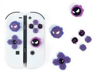 Cross D-Pad Button Caps Luminous Silicone Thumb Grips Set, ABXY Buttons Sticker Joystick Cover Caps Compatible with Nintendo Switch/OLED Controller (Gastly) Cross D-Pad Button Caps Luminous Silicone Thumb Grips Set, ABXY Buttons Sticker Joystick Cover Caps Compatible with Nintendo Switch/OLED Controller (Gastly)