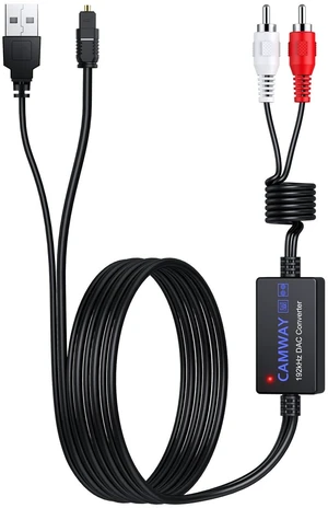 Optical to RCA Audio Converter,5.7FT Cable,192kHz SPDIF DAC Adapter | Digital to Analog Audio Converter with Optical RCA Cable & Audio Amplifier for TV,DVD,Blu-ray,Game Console to Sound System