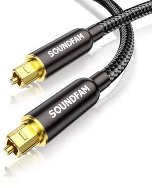 Digital Optical Audio Cable 10ft/3M- Cotton Braided Toslink Fiber Optic Cable for Sound Bar, TV, Home Theater, PS4, Blu-Ray Player & More (Black) Digital Optical Audio Cable 10ft/3M- Cotton Braided Toslink Fiber Optic Cable for Sound Bar, TV, Home Theater, PS4, Blu-Ray Player & More (Black)