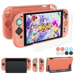 Protective Case for Nintendo Switch 2 (2025) Dockable, Orange Slim Hard Shell for Switch 2 Accessories, Scratch & Shock Protection Cover for Joycon 2 with Screen Protector, 8 Thumb Grip Protective Case for Nintendo Switch 2 (2025) Dockable, Orange Slim Hard Shell for Switch 2 Accessories, Scratch & Shock Protection Cover for Joycon 2 with Screen Protector, 8 Thumb Grip