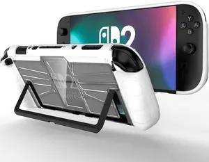 for Nintendo Switch 2 Case, Dockable Shell Cover for Nintendo 2 Protection, Anti-Scratch & Dropproof TPU Ergonomic Grip & PC Tough Back Full-Body Shell Switch 2 Case with Stand Protector - White for Nintendo Switch 2 Case, Dockable Shell Cover for Nintendo 2 Protection, Anti-Scratch & Dropproof TPU Ergonomic Grip & PC Tough Back Full-Body Shell Switch 2 Case with Stand Protector - White