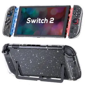 Clear Dockable Case Compatible with Nintendo Switch 2(2025), Slim Protective PC Case for Joy-Con Grip Cover, Hard Shell with Anti-Scratch and Shock-Absorption, Glitter Clear Dockable Case Compatible with Nintendo Switch 2(2025), Slim Protective PC Case for Joy-Con Grip Cover, Hard Shell with Anti-Scratch and Shock-Absorption, Glitter