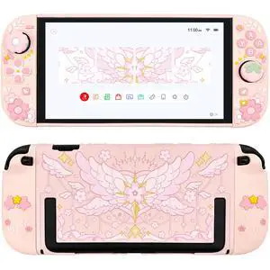 Protective Case for Nintendo Switch 2, Hard Back Shell / 2 Silicone Anti-Slip Controller Covers / 2 Joystick Caps, Cherry Blossom Design Cover, Pink Protective Case for Nintendo Switch 2, Hard Back Shell / 2 Silicone Anti-Slip Controller Covers / 2 Joystick Caps, Cherry Blossom Design Cover, Pink