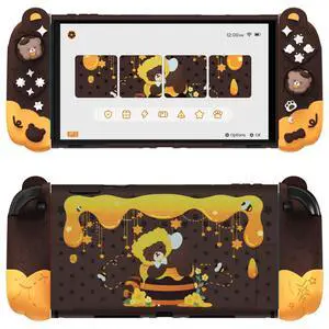 Good Night Bear Dockable Case for Nintendo Switch 2 with Stand | Split Design Silicone Joycon Grips, PC Console Hard Shell, 2 Joystick Caps | Cute Protective Cover Bundle Brown Good Night Bear Dockable Case for Nintendo Switch 2 with Stand | Split Design Silicone Joycon Grips, PC Console Hard Shell, 2 Joystick Caps | Cute Protective Cover Bundle Brown