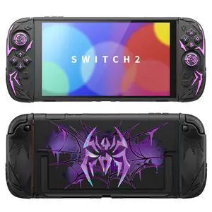 Cyber Spider Protective Case for Nintendo Switch 2, Ergonomic Anti-Slip Silicone Grip Covers, Dockable Hard Case Shell for Switch 2 with Joystick Cap, Shockproof Skin - Black Cyber Spider Protective Case for Nintendo Switch 2, Ergonomic Anti-Slip Silicone Grip Covers, Dockable Hard Case Shell for Switch 2 with Joystick Cap, Shockproof Skin - Black