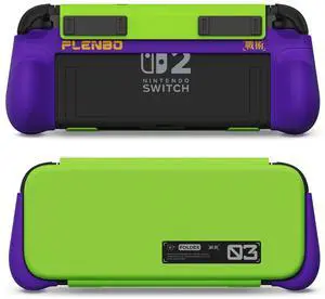 FoldeX Switch 2 Grip Case with Detachable Flip Cover- Purple/Green FoldeX Switch 2 Grip Case with Detachable Flip Cover- Purple/Green