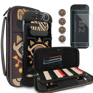 Carrying Case Accessories Bundle for Switch 2 2025, Portable Travel Case with Protective Cover, Screen Protectors, 4 Thumb Grip caps and Cute Stickers, Black Carrying Case Accessories Bundle for Switch 2 2025, Portable Travel Case with Protective Cover, Screen Protectors, 4 Thumb Grip caps and Cute Stickers, Black