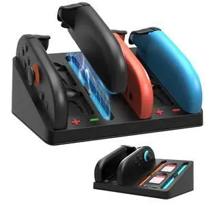 Charging Dock for Nintendo Switch 2 & 1 Controller | 4 in 1 Magnetic Secure Charger for Joy-Con 2 & Controllers | with 4 Game Card Slots & Organized Storage Charging Dock for Nintendo Switch 2 & 1 Controller | 4 in 1 Magnetic Secure Charger for Joy-Con 2 & Controllers | with 4 Game Card Slots & Organized Storage