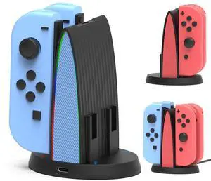 Controller Charging Dock for Nintendo Switch JoyCon, Joy Con Charger Station Compatible with OLED, 4 in 1 JoyCons Charging Switch Accessories with LED Indication and USB Type-C Cord Controller Charging Dock for Nintendo Switch JoyCon, Joy Con Charger Station Compatible with OLED, 4 in 1 JoyCons Charging Switch Accessories with LED Indication and USB Type-C Cord