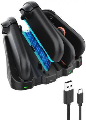 Charging Dock for Switch 2 JoyCon, Magnetic Fast Charger Station for 4 JoyCons with LED Indicators & Charging Cable, Overcharge Protection, Switch Joy Con 2 Accessories, Black Charging Dock for Switch 2 JoyCon, Magnetic Fast Charger Station for 4 JoyCons with LED Indicators & Charging Cable, Overcharge Protection, Switch Joy Con 2 Accessories, Black