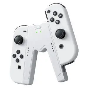 Switch Joy-Con Charging Grip Compatible with Nintendo Switch & OLED Model, Play While Charging, Portable V-Shaped Switch Joy-Con Controller Charger with Indicators, White Switch Joy-Con Charging Grip Compatible with Nintendo Switch & OLED Model, Play While Charging, Portable V-Shaped Switch Joy-Con Controller Charger with Indicators, White