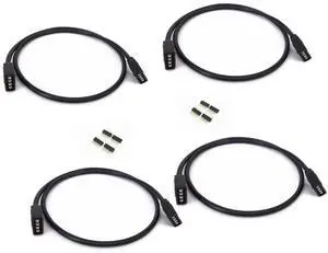 4pcs Black 0.5M 1.64ft 4 Color RGB Extension Cable LED Strip Connector Extension Cable Cord Wire 4 Pin LED Connector for SMD 5050 3528 2835 RGB Light Strip 4pcs Black 0.5M 1.64ft 4 Color RGB Extension Cable LED Strip Connector Extension Cable Cord Wire 4 Pin LED Connector for SMD 5050 3528 2835 RGB Light Strip