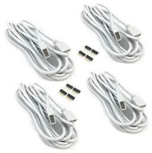 4pcs/Pack White 3m/9.84 ft 4 Pins RGB Extension Cable LED Strip Connector Extension Cable Cord for SMD 5050 3528 2835 RGB LED Light StripRGB 4 pin Cableled Wire Extension 4pcs/Pack White 3m/9.84 ft 4 Pins RGB Extension Cable LED Strip Connector Extension Cable Cord for SMD 5050 3528 2835 RGB LED Light StripRGB 4 pin Cableled Wire Extension