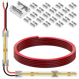 20 Pack COB 0.31in(8mm) 2 pin Transparent Connector, 6.6FT(200cm) Long 20AWG Extension Wires for Non-Wired Gapless Solderless 20 Pack COB 0.31in(8mm) 2 pin Transparent Connector, 6.6FT(200cm) Long 20AWG Extension Wires for Non-Wired Gapless Solderless