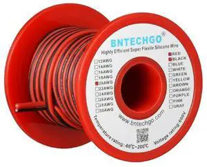 20 Gauge 2 Conductor Parallel Silicone Wire Red Black 25ft Cable 20 Gauge 2 Conductor Parallel Silicone Wire Red Black 25ft Cable